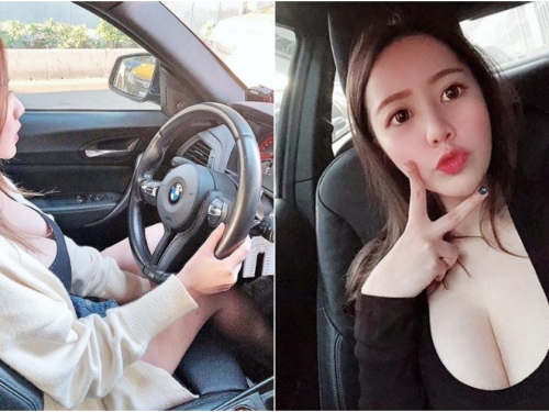 妹子開車94狂～「夏筠婷bambi」駕車氣勢十足 「耀眼車頭燈」稱霸街頭啦