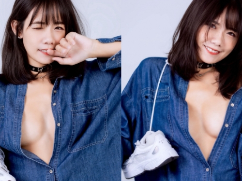 超甜女孩「晞晞」襯衫偷開扣，「無罩人字溝」引粉絲大讚！