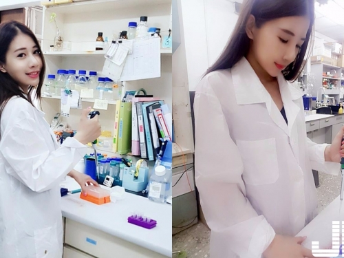 理工科正妹！白袍＋長髮氣質回眸，讓我好像當她學長：讓學長來照顧妳吧！