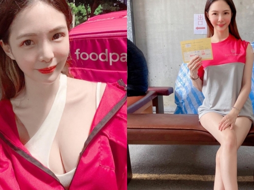 「爆乳正妹外送員」下班抽空打疫苗，「雪白美腿」讓人想在留觀區多坐一下！