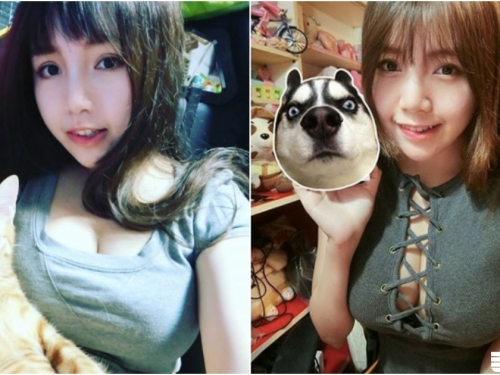 貓臉「被奶擠歪」！超甜美「正妹實況主」前方很兇猛！畫面都被長輩塞滿啦！