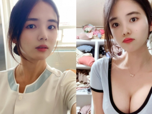 這個護理師有點厲害！上班包緊緊　私下「低胸爆乳」展現白嫩奶球