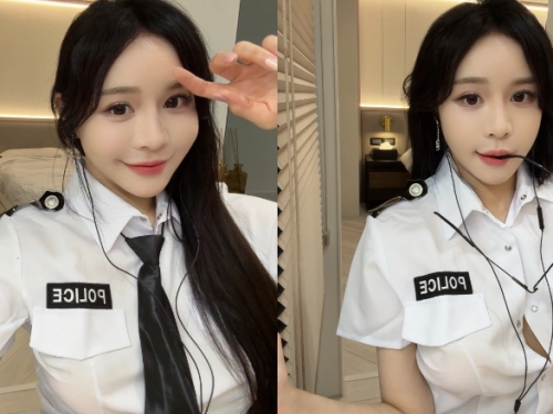 甜美女神《Lena莉娜》化身巨乳女警　制服的釦子都爆開啦！