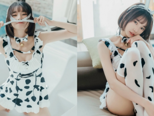 卡哇伊乳牛「優寶」淘氣賣萌，「性感絲襪」偷走粉絲的心！