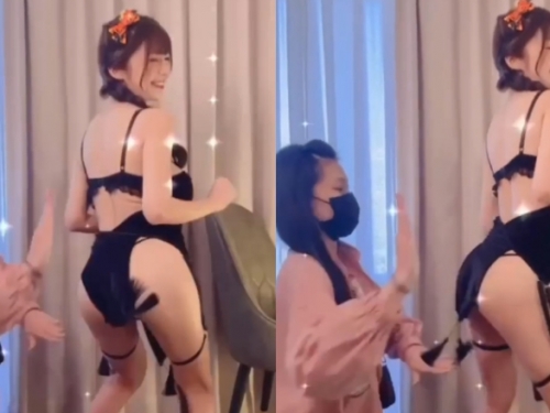 巨乳甜心「安希 Anxi」化身太鼓達人拍屁屁　還左右搖擺打節拍