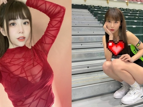 球場最美的風景！啦啦女神「梓梓」新隊服曝光！曬「事業線＋白皙美腿」造福網友
