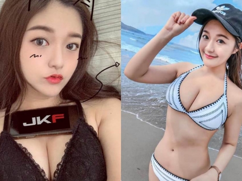 正妹Judy海邊「曬出渾圓大美乳」，性感深溝特別明顯啊！