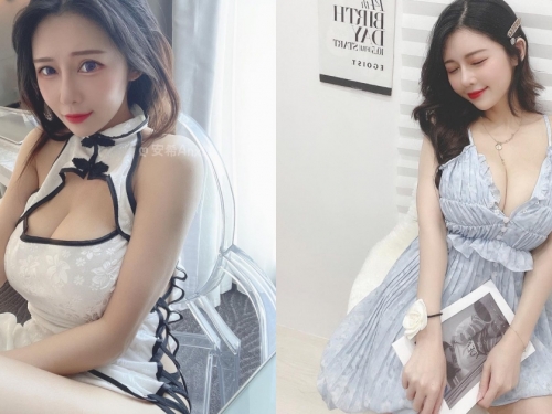 這旗袍中路挖太開！「巨乳甜心」豐滿F雪乳半露，側邊綁帶還跑出「肉色」啦！