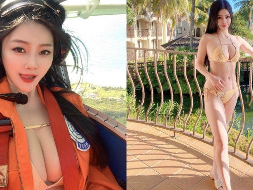爆乳飛行員「小桃子」制服內搭比基尼！超渾圓「32E巨乳」快掉出，網友超想一起飛！