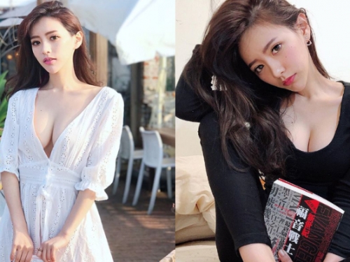 這樣太危險！正妹空服員深V洋裝大露「白皙嫩乳」　飽滿奶球呼之欲出！