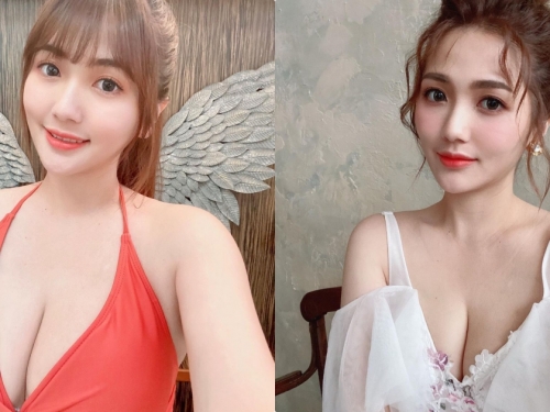 正妹「莫葵Vika」穿上深V白色禮服，「胸前火辣深溝」太迷人！