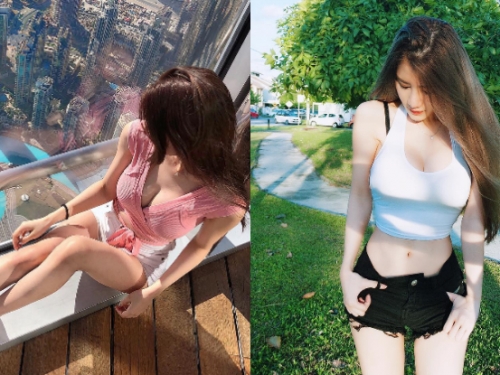 正妹挺渾圓美乳無極限！上帝視角只看見「白皙奶球」中間的超深乳溝！