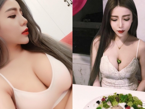 胸部太大還可以接食物！台灣「巨乳正妹」奶奶豐滿食物不落桌，接好接滿一點都不浪費！