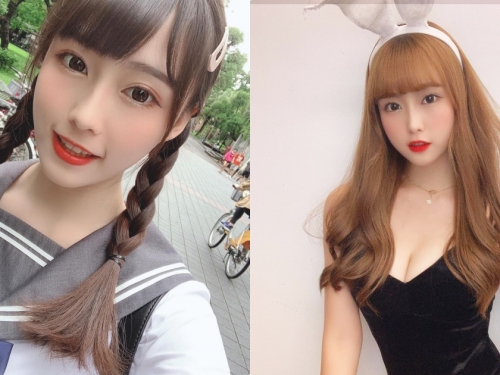 學生妹子「Angela」笑容超甜，「兔兔裝的深溝」有夠誘人！