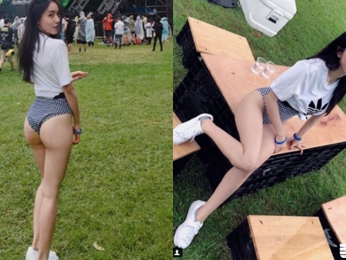 草地上有水蜜桃！「美腿健身教練」比基尼曬裸臀，粉嫩「翹挺蜜桃」實在太讓人想壞壞...