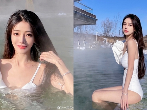 長髮正妹「寒流來愛泡露天風呂」，「絕美泡湯畫面」太火辣！