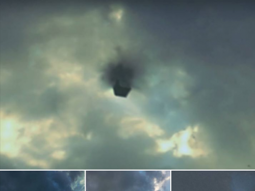 《黑色立方物體穿越黑洞破雲而出，出現在高機密軍事基地上空》