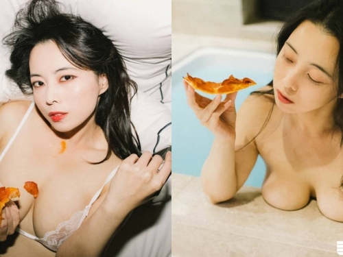 pizza or me? 「巨乳美熟女」的大膽挑逗讓人受不了，滿滿奶量的感官挑逗之逼極限！