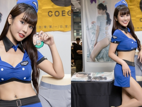 琳妲性感制服露「美乳細腰長腿」，在TRE會場賣小褲褲！