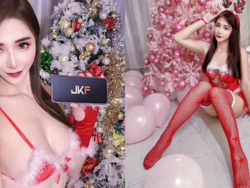 這爆乳太犯規！「金娜娜」聖誕裝秀飽滿雪乳，「細腰美腿」也一次滿足！