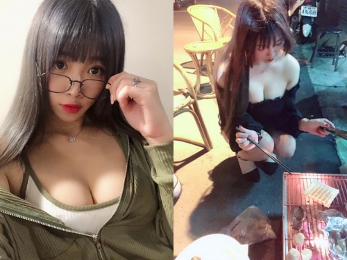 奶球比月亮還圓！爆乳妹子陳幽「穌胸外露半蹲烤肉」邪惡視角引暴動