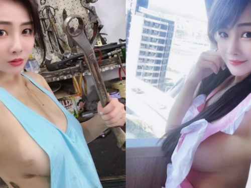 就是要你頂不住！看 E 奶辣模「小桃子」完美示範「背心、圍裙」的最佳穿法