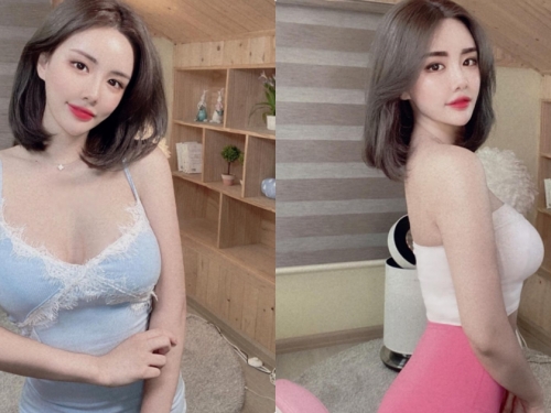 美胸小姐姐「睡前穿緊身睡衣誘惑」，強大的「睡前福利」乳量超凸出！