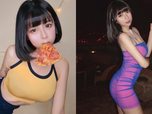 「萌系少女」吃披薩也迷人！前凸後翹的火辣身材好誇張，網友最愛她口中那片！