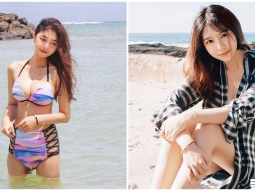 美留學正妹「海邊玩水超兇暴」！「渾圓雙峰挺出」到辣爆表！