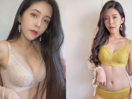 美腿正妹「Chiao焦糖」示範深V內衣，「兇猛的曲線」讓人狂說讚！