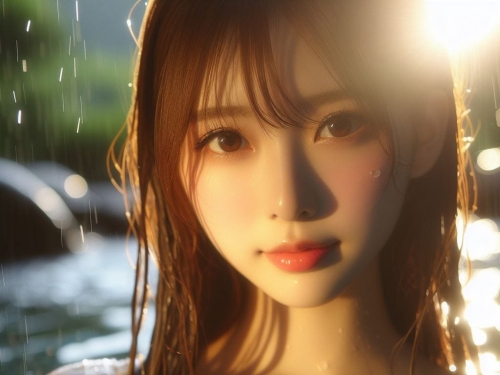 妹子野溪拍照