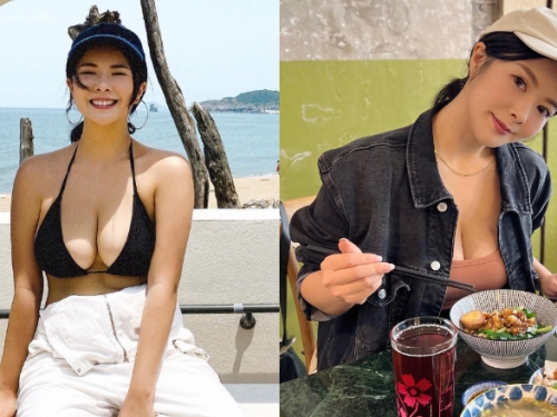 巨乳部落客「Amber」用豐滿乳量襯托美食　網友：份量果然很大