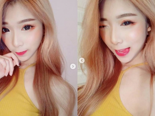 騷氣正妹主播「吐舌甜笑」，露香肩電暈廣大男性粉絲！