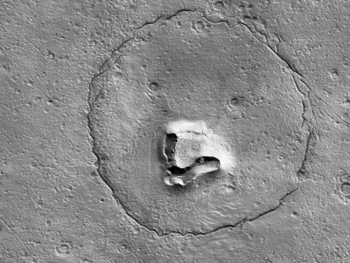 NASA拍到火星奇特地形 神似熊臉