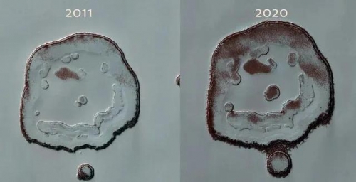火星上的「快樂笑臉」隕石坑一年比一年高興