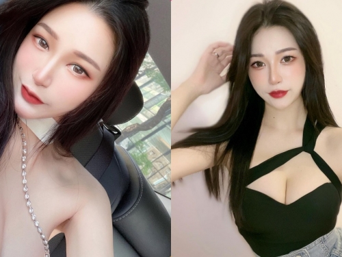 白皙正妹「小麻煩」深溝好長呀，「精緻五官」讓人著迷！