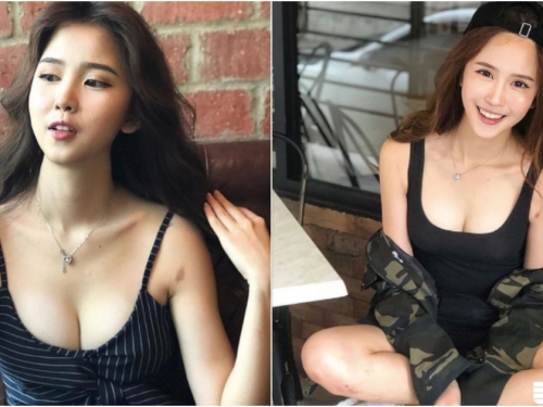 有溝！「甜美奶妹」低胸爆乳裝出遊！長髮一撥「雪白美乳」出來見客！