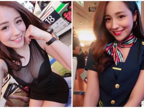 極品爆乳正妹甜扮空姐，制服下隱藏超驚人的乳量！