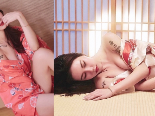 長腿正妹「宜萱兒」浴衣狂落超誘惑，香肩下是一系列的「美乳與玉腿」！