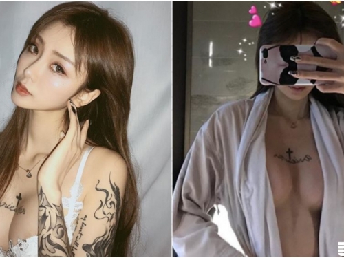 刺青奶妹作風好狂！「雪白圓乳」浴袍下大方放送，ig小天地裡全是奶香！