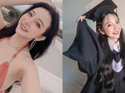 嶺東科大「22歲正妹畢業生」蕎蕎根本校花級，甜美笑容火辣身材從高中就迷人
