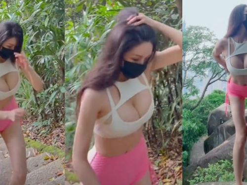 「巨乳細腰正妹」辣爬象山！「豐滿上圍」抖動畫面太犯規，翹臀長腿也好吸睛！