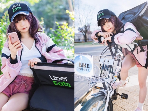 UberEats正妹單車送餐辣露「結實肉感蜜大腿」　今晚，想來點什麼呢？
