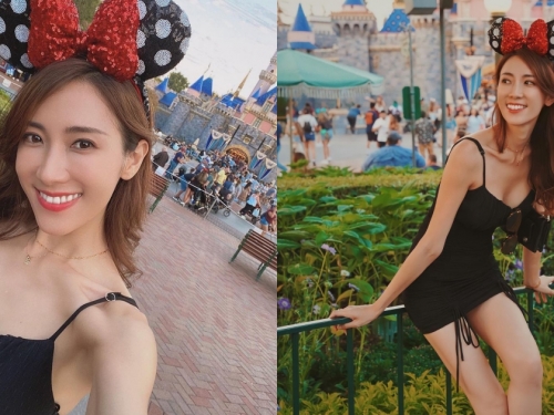 迪士尼出沒「氣質美乳甜心」，細肩帶小洋裝秀「性感好身材」，海邊穿搭更火辣！
