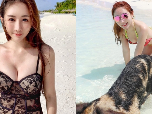 人間維納斯？大馬網紅女神「JoanNe Ho」衣服一脫網友齊興奮，與小豬共泳也好辣！