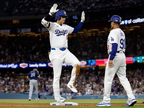 大谷翔平有望大幅刷新史上最快40轟40盜的場次紀錄。（法新社）