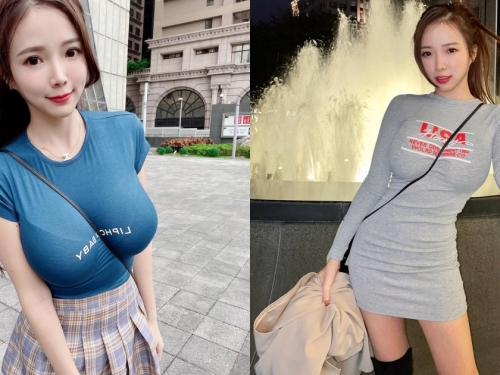 超邪惡背帶出沒！「飽滿雙峰」中路深深凹陷，童顏巨乳的威力太兇猛了啦～