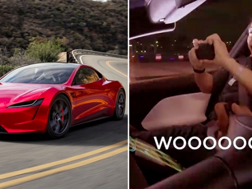 [影] 0-100只需2.1秒是什麼概念？看他們坐上 Tesla Roadster 髒話連發的反應就知道！