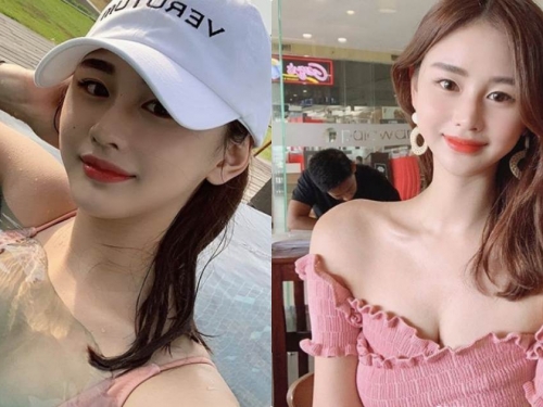 可愛妹子水中視角「兇猛乳量」現形，玩水自帶兩顆「白嫩浮球」！