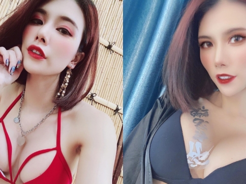 火辣主持人「菁菁」紅色比基尼超爆乳，惹火的穿搭「畫面好兇」！